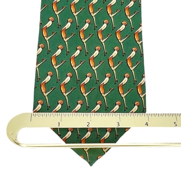 Bally Neckltie 100% Silk Green Orange Flapper Woman Neck Tie Made in Italy EUC - Picture 9 of 10